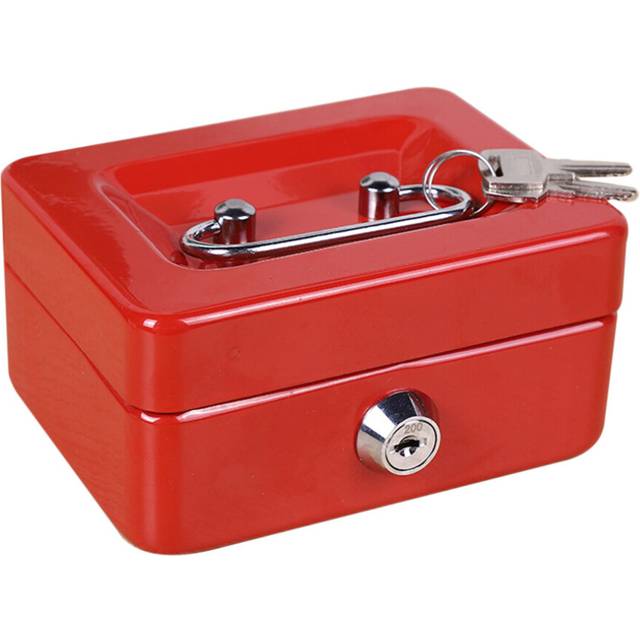 "5"" Small Steel Cash Drawer Security Box with Removable Tray and Key Lock 2 Keys"