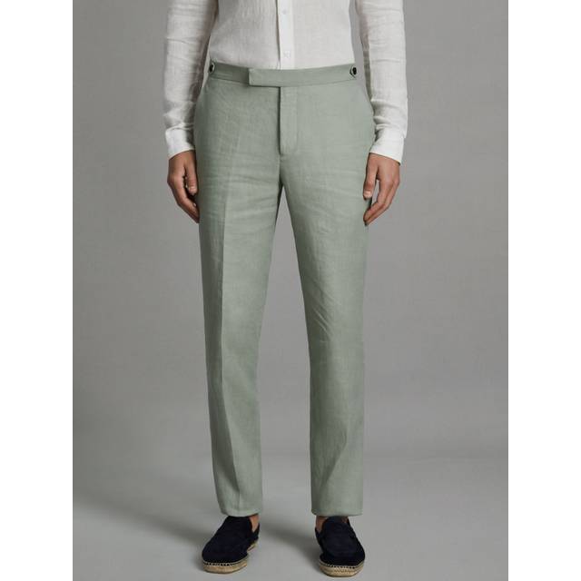 Reiss Mens Apple Kin Slim-fit Straight-leg Linen Trousers 28 - APPLE