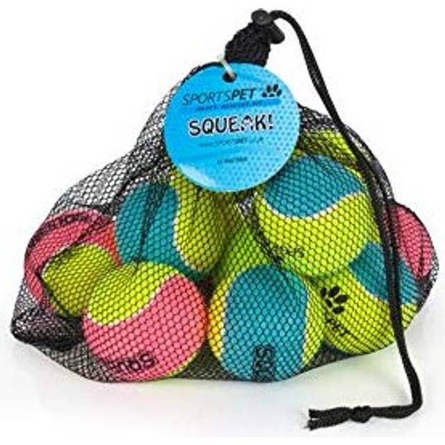 Squeak Tennis Balls for Dogs - Extra Bouncy - Non Toxic - Durable - Long Lasting - Floats (12 pack) (Squeak 12 Pack)