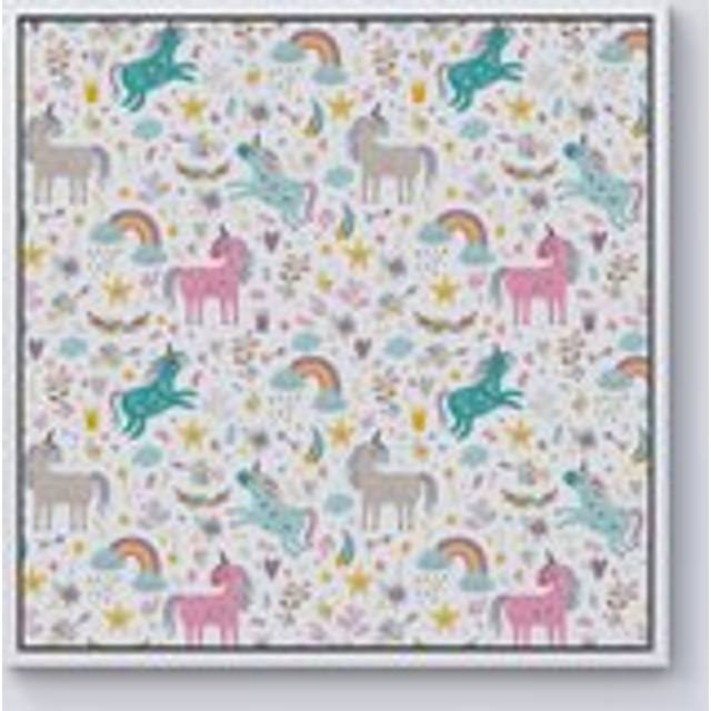 Unicorn And Rainbows Framed Canvas - Off White - w40_inch_x_h40_inch