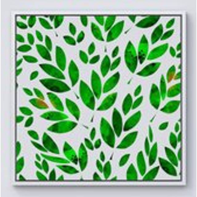 Watercolor Abstract Leaves Framed Canvas - Off White - W30 inch x H30 inch