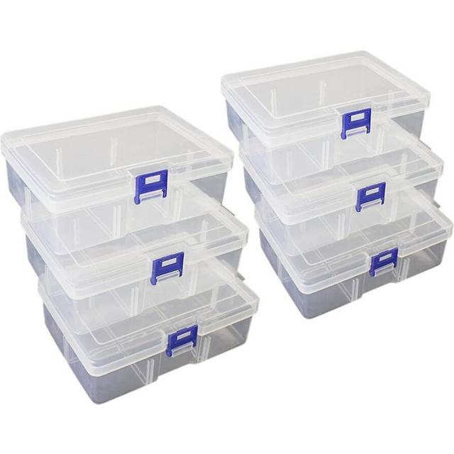 6pcs Clear Plastic Organizer Box,with Snap-tight Closure Latch