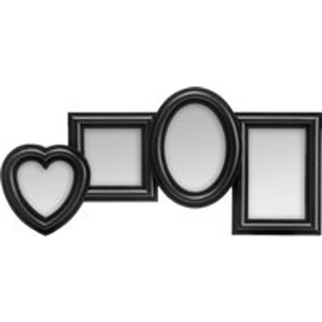 Premier Housewares - Black Photo Frame / Frames For Four Photos Plastic Finish Picture Frames For Wall Contemporary Rectangular Photo Frames For