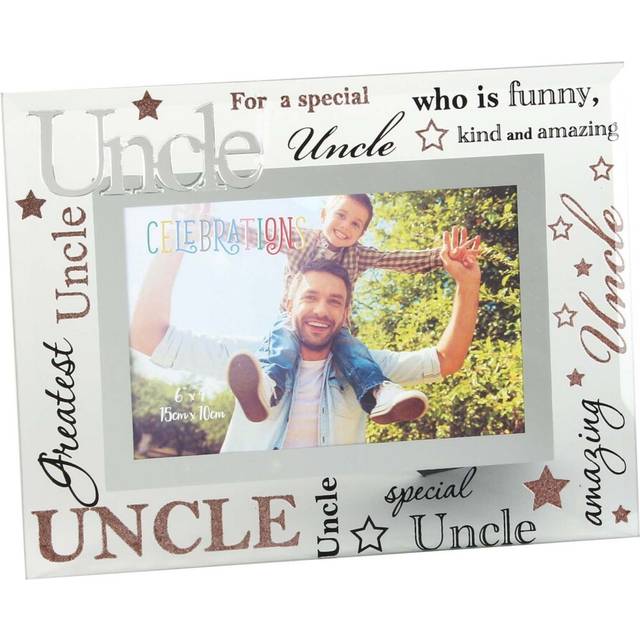 Glass 6 x 4 Photo Frame with Mirror Glass & Glitter Letters - Uncle