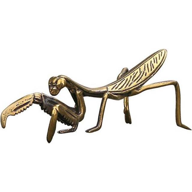 Copper Mantis Miniature Tea Pet Antique Insect Figurine Desk Decor