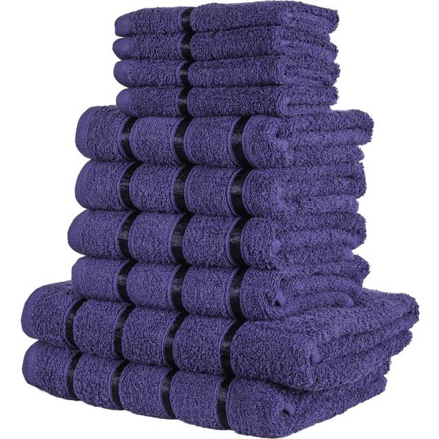 (10 Piece Set, Navy) Luxurious Bath Towel, Hand Towel & Face Towel Sets