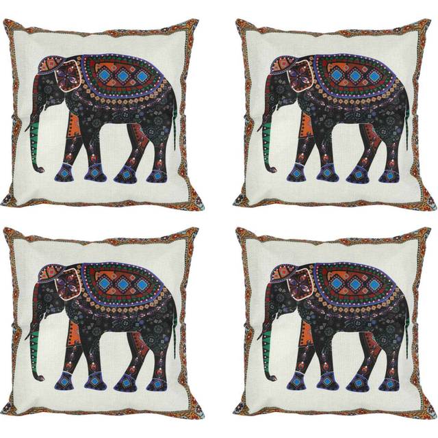 4X Indian Knitted Elephant Cotton Linen Throw Pillow Case Cushion Cover Decor