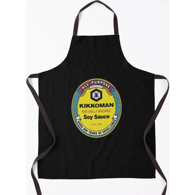 All Purpose Kikkoman Soy Sauce Print Design Men's Ideal Short Sleeve Black Funny Cotton Grill Aprons for Kitchen BBQ Chef