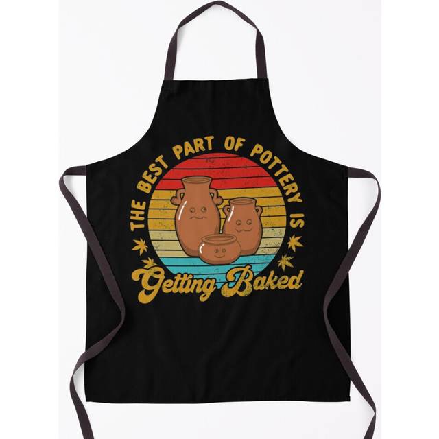 The Best Part of Pottery Is Getting Baked Retro 70's Pottery Grill Aprons for Kitchen BBQ Chef