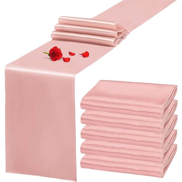 Pieces Satin Table Runner 30 x 275CM Silk and Smooth Fabric Table Runner for Wedding Banquet Party Decoration - Rose Gold