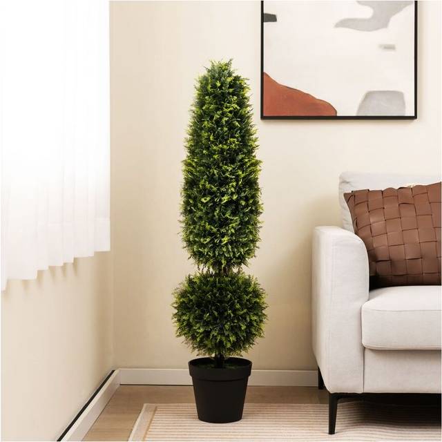 120CM Artificial Boxwood Topiary Tree Faux Topiary Plants with Natural Vines