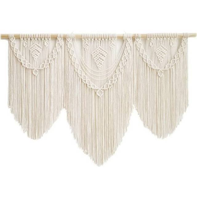 Macrame Wall Hanging -Boho Tapestry Macrame Wall Decor Art- Chic Bohemian Handmade Woven Tapestry Decoration(Beige-Leaf)