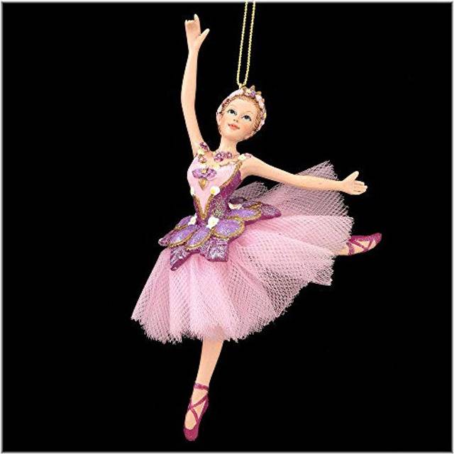 "Kurt Adler 6.75"" Pink and Purple Sugar Plum Floral Ballerina Christmas Ornament"
