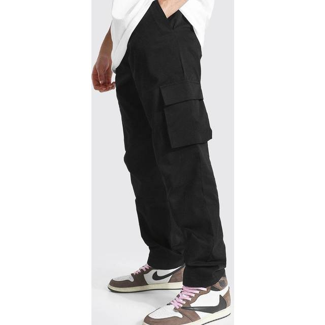 Fixed Waist Relaxed Fit Cargo Trouser - Black - 32