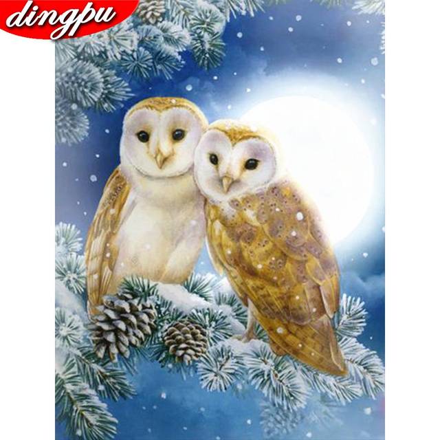 Diamond Embroidery Sale Owl Full Drill Square 5d Diamond Painting Winter Rhinestones 20X30CM
