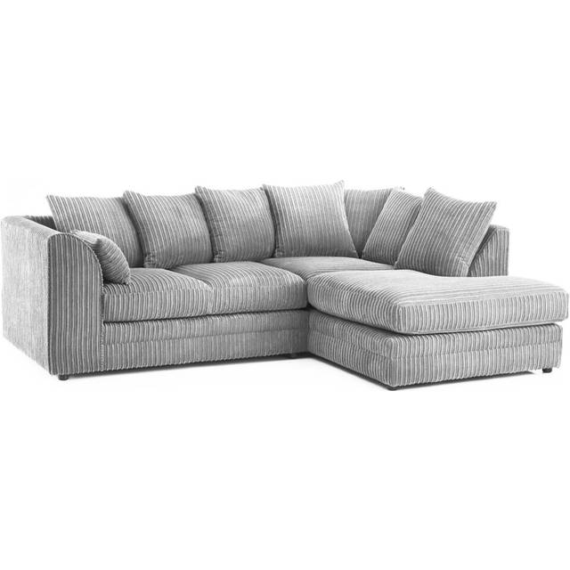 (Silver, Right Hand Corner ) Luxor Jumbo Cord 4 Seater Corner Sofa