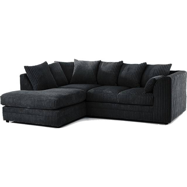 (Black, Left Hand Corner ) Luxor Jumbo Cord 4 Seater Corner Sofa