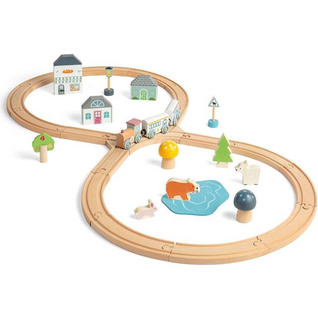 Bigjigs Toys Wooden Woodland Animal Train Set, Multi