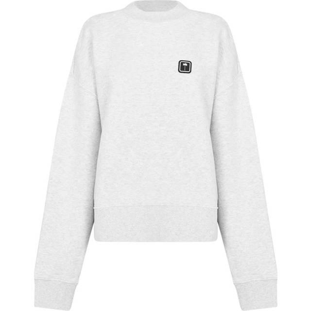 Palm Angels, Sweatshirts & Hoodies, Dam, S, Bomull, Oversize Sweatshirt i Gråmelerat - gray (S)