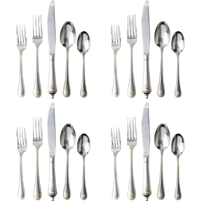 Juliska Berry and Thread 20 Piece Flatware Set, Polished with Gold