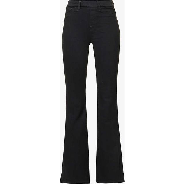 Good American Womens Black001 Pull on Flare Slim-fit Flared-leg High-rise Stretch-denim Jeans L - BLACK001