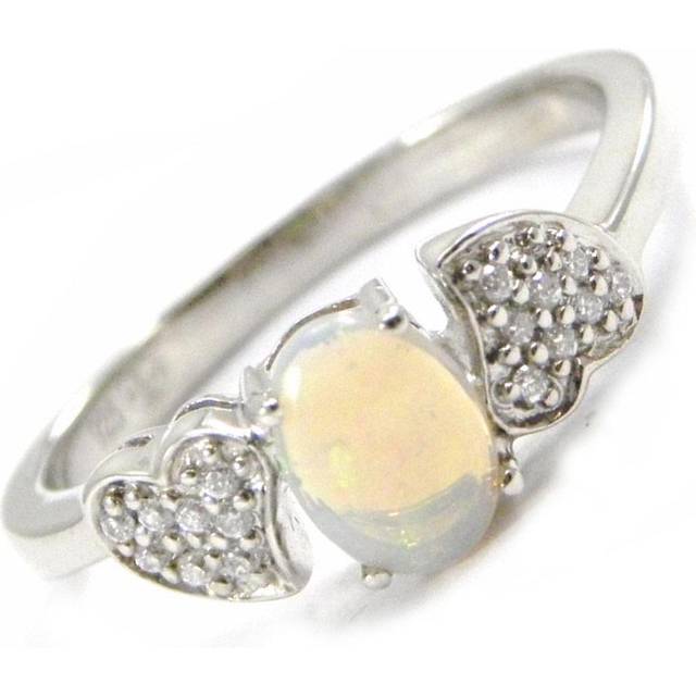 Silver ring 'Goddess Opal' White silver (rhodium) - 18x7 mm 56 white