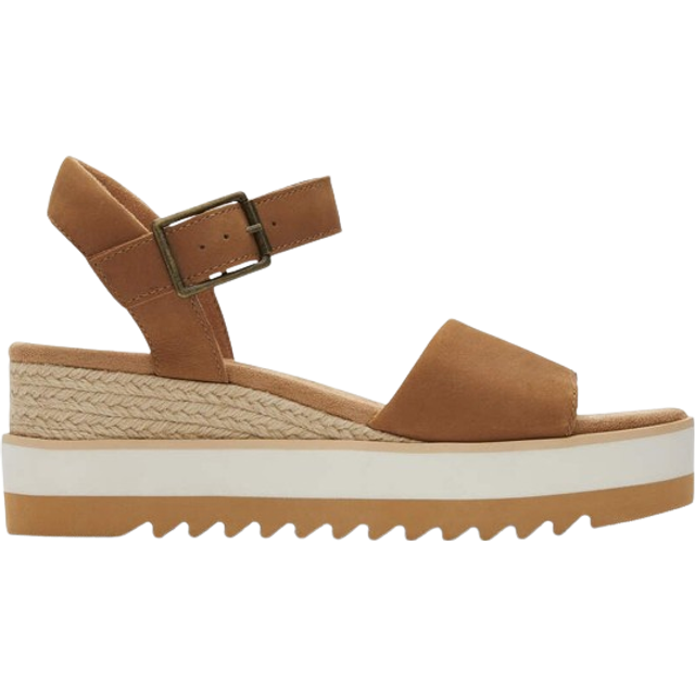 Toms Womens Diana Leather Wedge Sandals - Brown Tan - UK 8