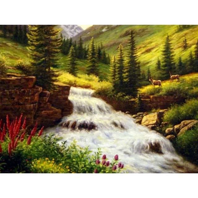 Diamond Painting High Mountains and Rivers Full Drill Diamond Painting Diamond Embroidery 20X30CM