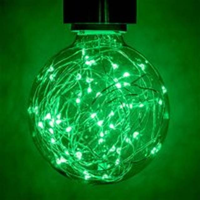 Prolite Globe LED Light Bulb G95 B22 1.7W Green Star Effect Funky Filaments