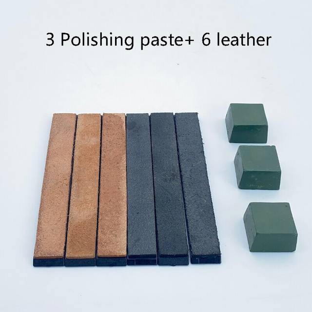 (a-9 pcs As shown) 2 pcs Sharpening leather Black  leather article Sharpening wax fine grind grinding knife sharpening Polish belt polishing paste