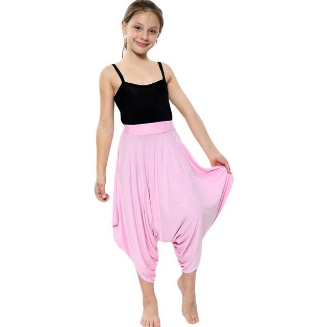 (11-12 Years, Baby Pink) Girls Baggy Harem Trousers Ali Baba Style Tie Dye Print