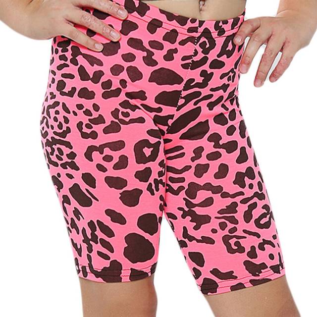 (11-12 Years, Leopard Neon Pink) Girls Cycling Shorts Stretchy Gym Dance Pants 5-13