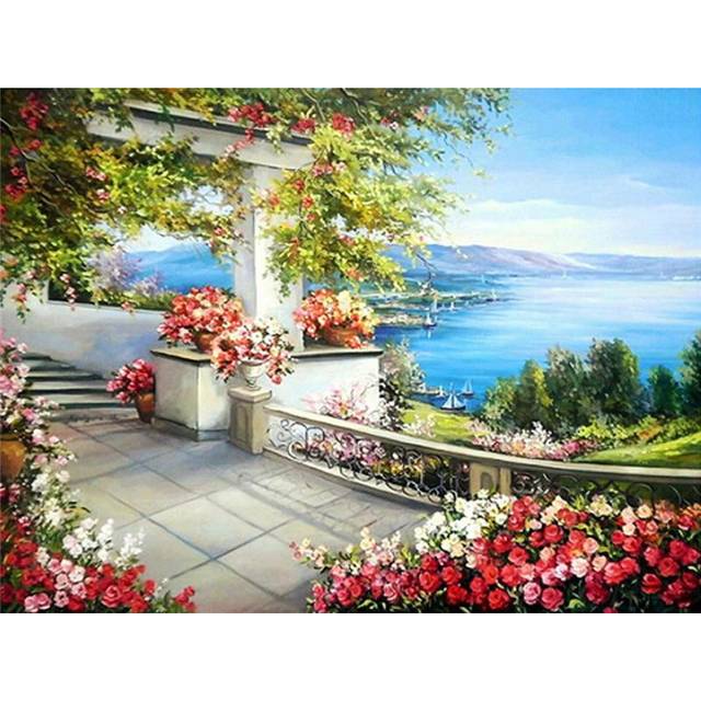 Diy Diamond Embroidery Seaside Scenery Diamond Painted Landscapes Diamond Painting Cross Stitch 20X30CM