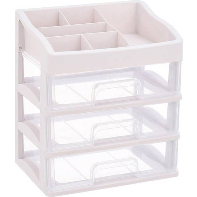 Living and Home White 3 Drawers Plastic Makeup Organiser - 27.5 x 20 x 31cm