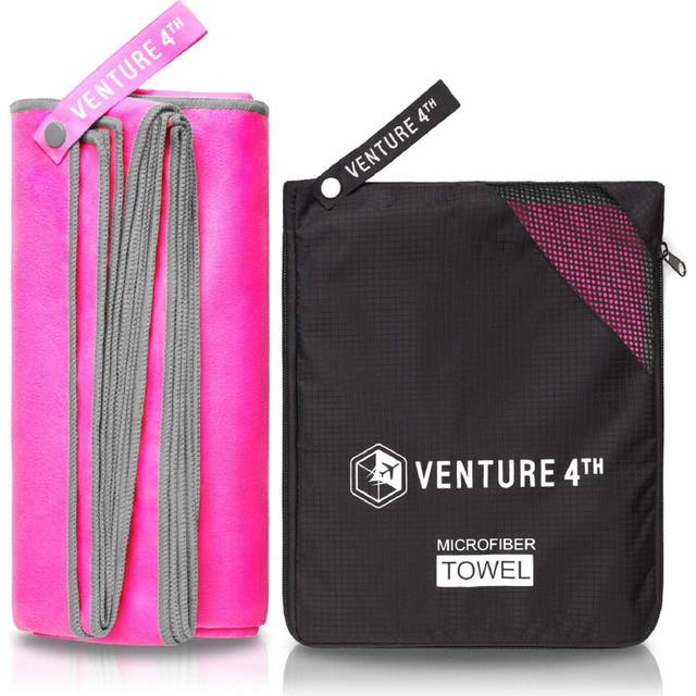 VENTURE 4TH Microfiber Gym Towel  Workout Towels Gym - Fast Drying and Lightweight Pink-Gray Large
