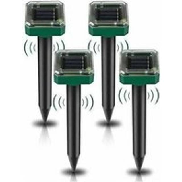 AlwaysH 4 Pack Solar Ultrasonic Mole Repeller, Solar Mole Repeller Mice Repeller Outdoor for Gardens Moles Voles Gophers Snakes or Other Other Rodents