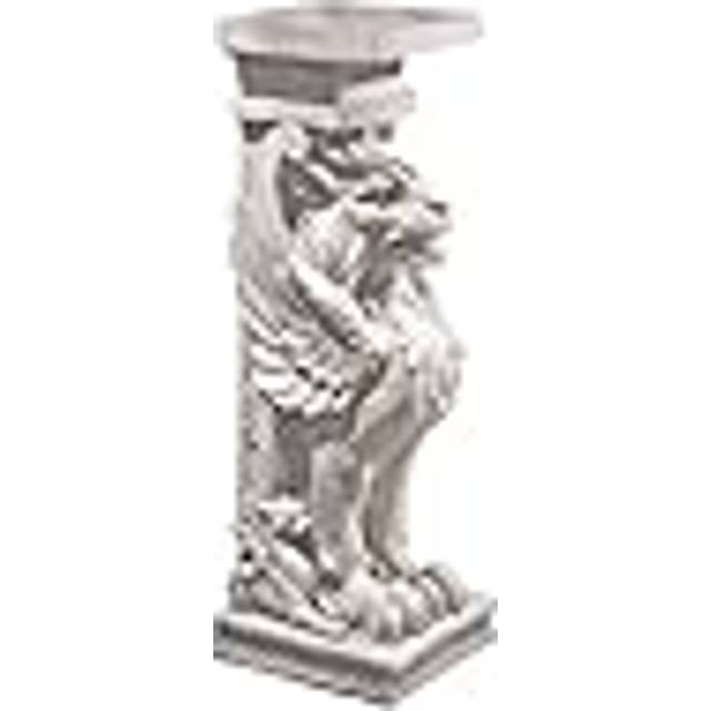 Design Toscano JE122391 Trapezophoron Winged Lion Pedestal Column Plant Stand, Polyresin, Antique Stone, 78.5 cm