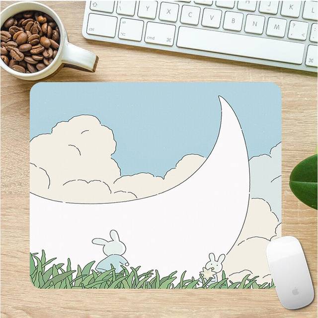 (a-8 Edge lock 18x22cm) 18x22cm Small Mouse Pad Cartoon Cute Green Illustration Pc Gamer Cabinet Keyboard Desk Mat Computer Gaming Accessories Mousepa