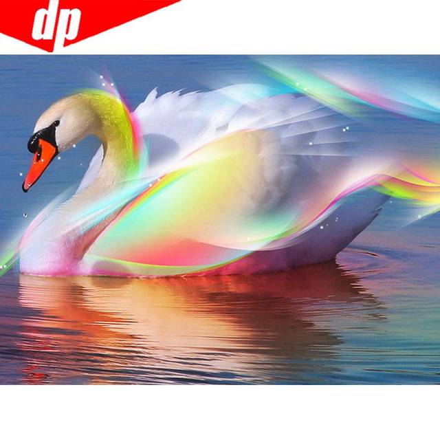 5d Diamond Painting Full Drill Round Animals Diamond Embroidery Sale Swan Pictures 20X30