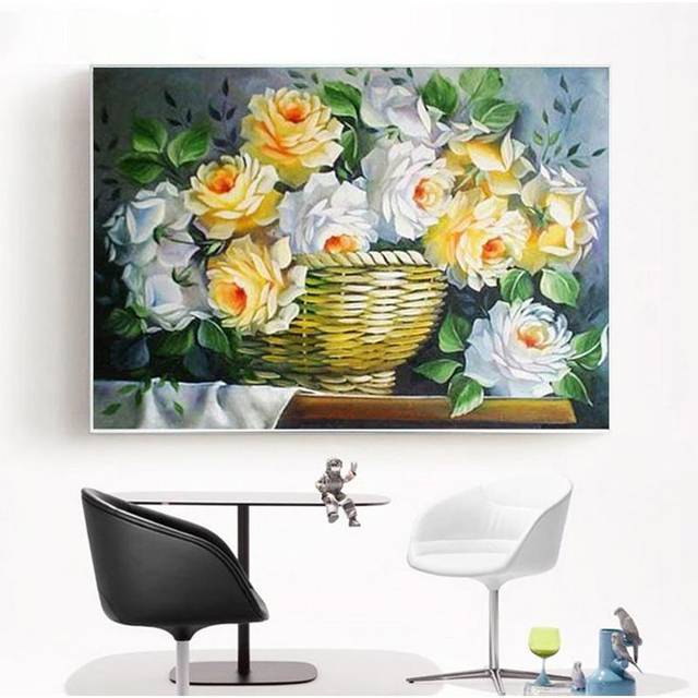 Cross Stitch Kit DIY Diamond Embroidery Chinese Rose Full Round Diamond Painting Mosaic Home Decor 20X30CM