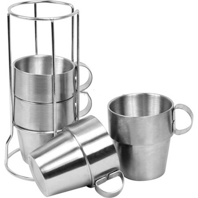 Outdoor Portable Picnic Cups Four Piece Suit Stainless Steel Drinking Mugs Anti-Hot Tea Coffee Cup