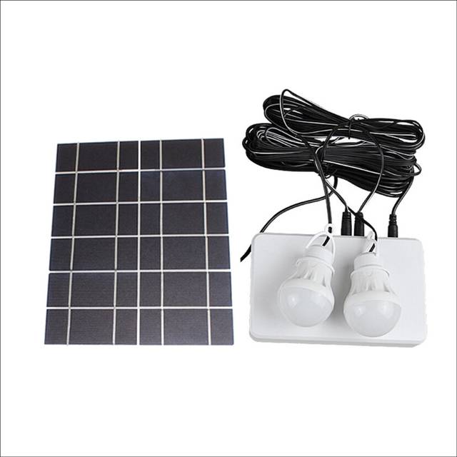 Solar Panel Light 2 Bulb Set Camping Solar Charger Energy Saving Solar Light Outdoor Indoor Rechargeable LED Light