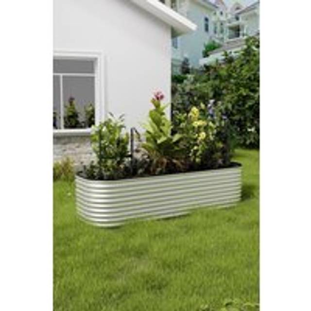 Flower Bed Galvanized Steel Plant Raised Garden Bed - Silver