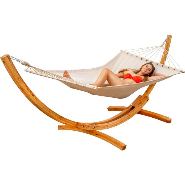 No Brand - Large Hammock with Stand - 325cm Wooden Hammock Stand - Set with Double Hammock