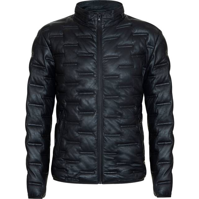 Infinity Leather Mens Puffer Quilted Bomber Jacket - Recife - Black - Size 4XL