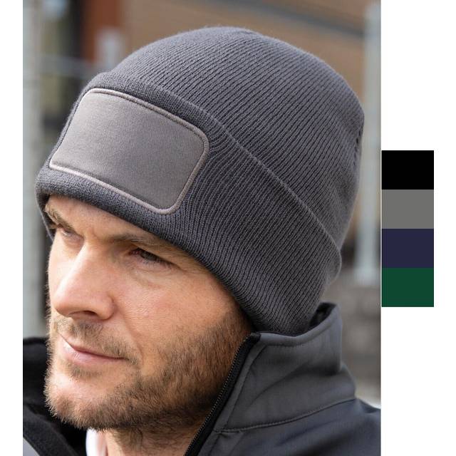 Result Double Knit Printers Beanie One Size Black - black