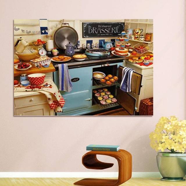 Diamond Embroidery Kitchen Handwork Diamond Painting Food Cross Stitch Mosaic Rhinestones Home Decor 20X30CM
