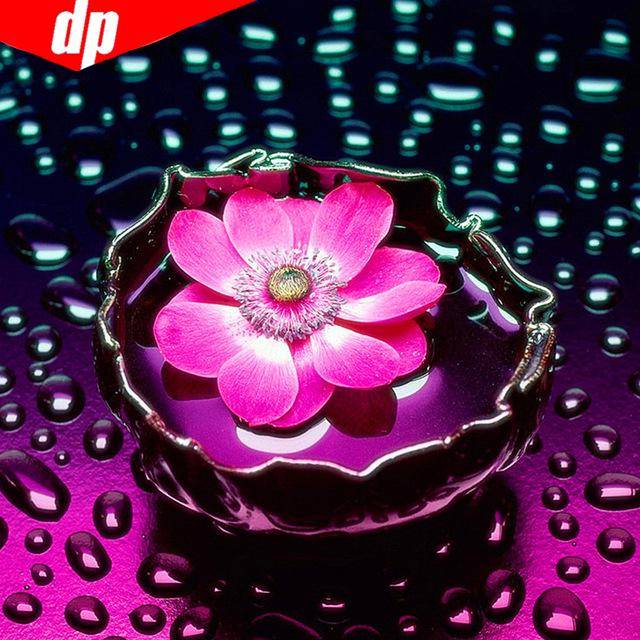 Diamantmålning med runda stenar Blommor Diamantbroderi Full Display Blomsterbilder 30x30