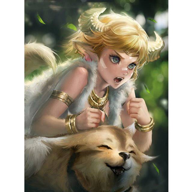5D DIY Diamond Painting Full Round Drill Elf and dog Diamond Embroidery Cross Stitch 20X30CM