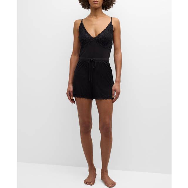 Feathers Essential Lace-Trim Cami Pajama Set - BLACK - Medium